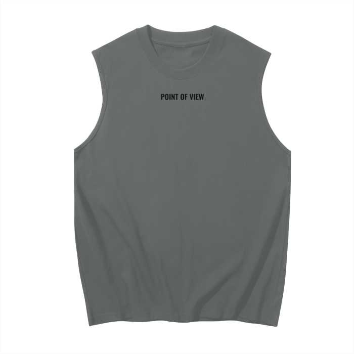 "POINT OF VIEW" Neck Logo Sleeveless Shirt