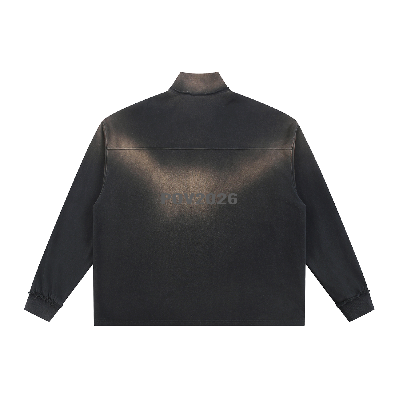 POV Sun Fade Raw Edge Quarter-Zip Sweatshirt