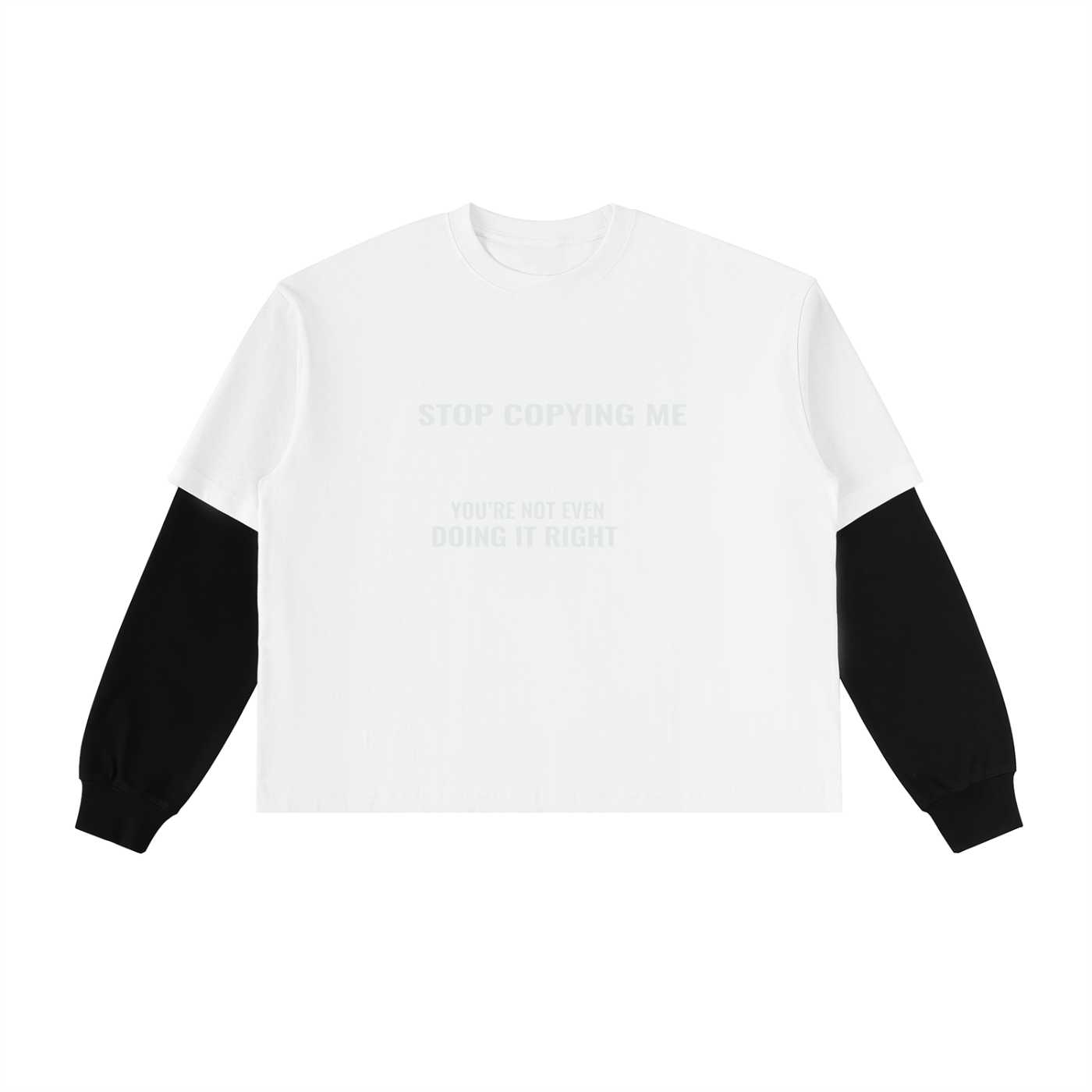 POV Layered Contrast Sleeve Cotton T-Shirt