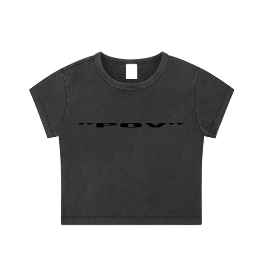 "POV" Washed Crop Top