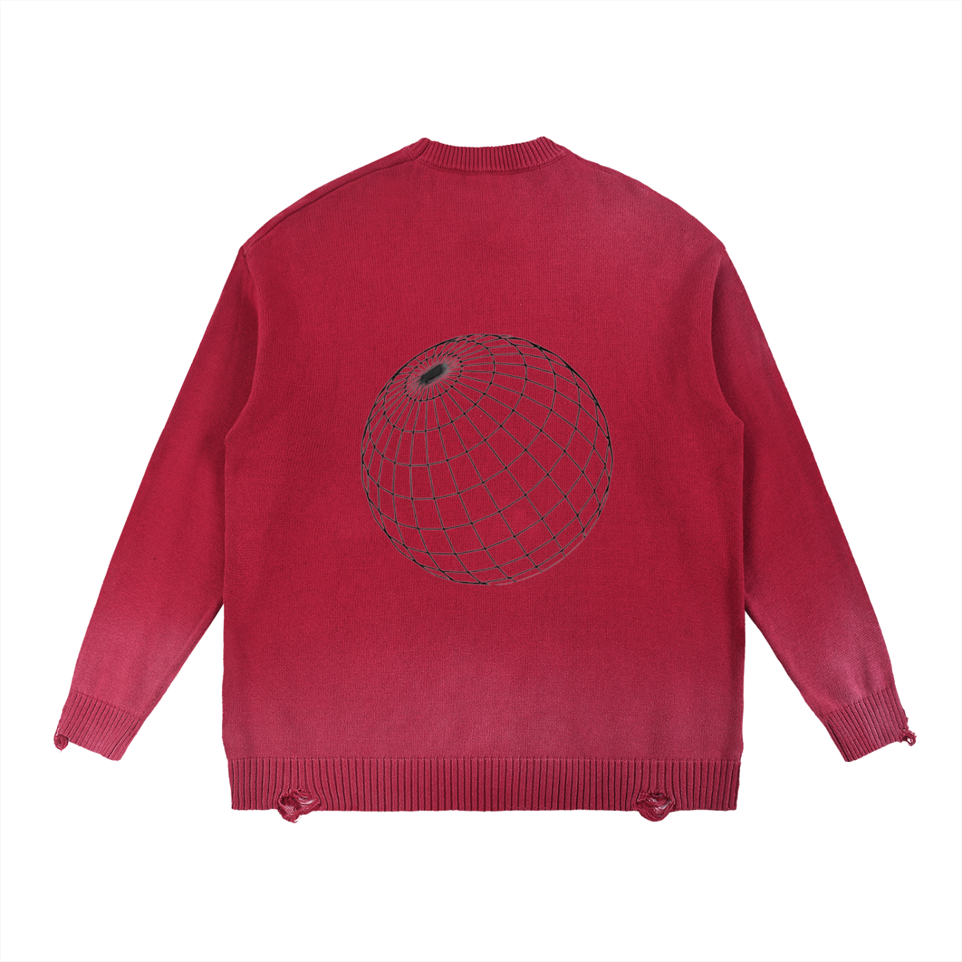 POV Fade Distressed Ripped Crewneck sweater