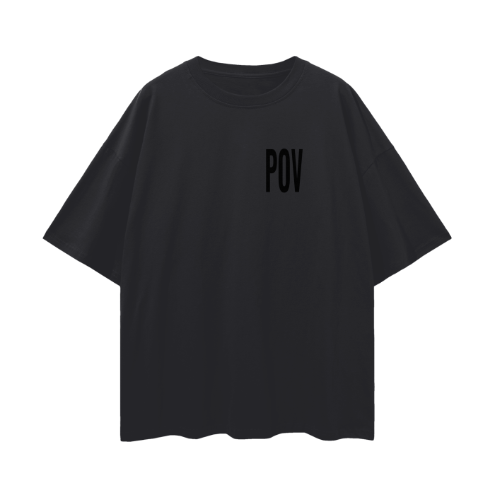 "POV" Chest Logo Oversize Deep Drop Shirt