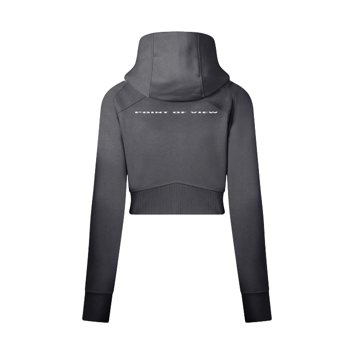 "POV" Cropped Zip-Through Hoodie