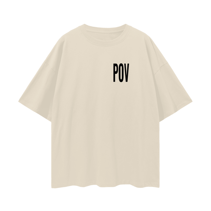 "POV" Chest Logo Oversize Deep Drop Shirt