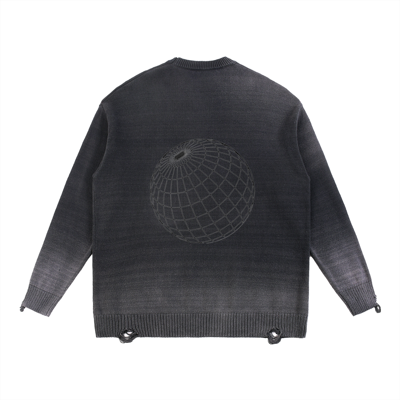 POV Fade Distressed Ripped Crewneck sweater