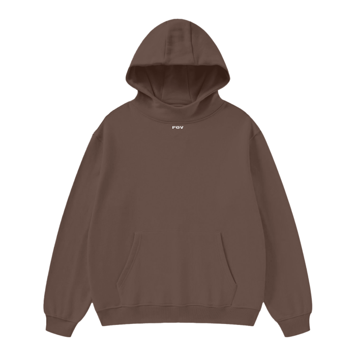 "POV" High Neck Fleece Heavy Hoodie