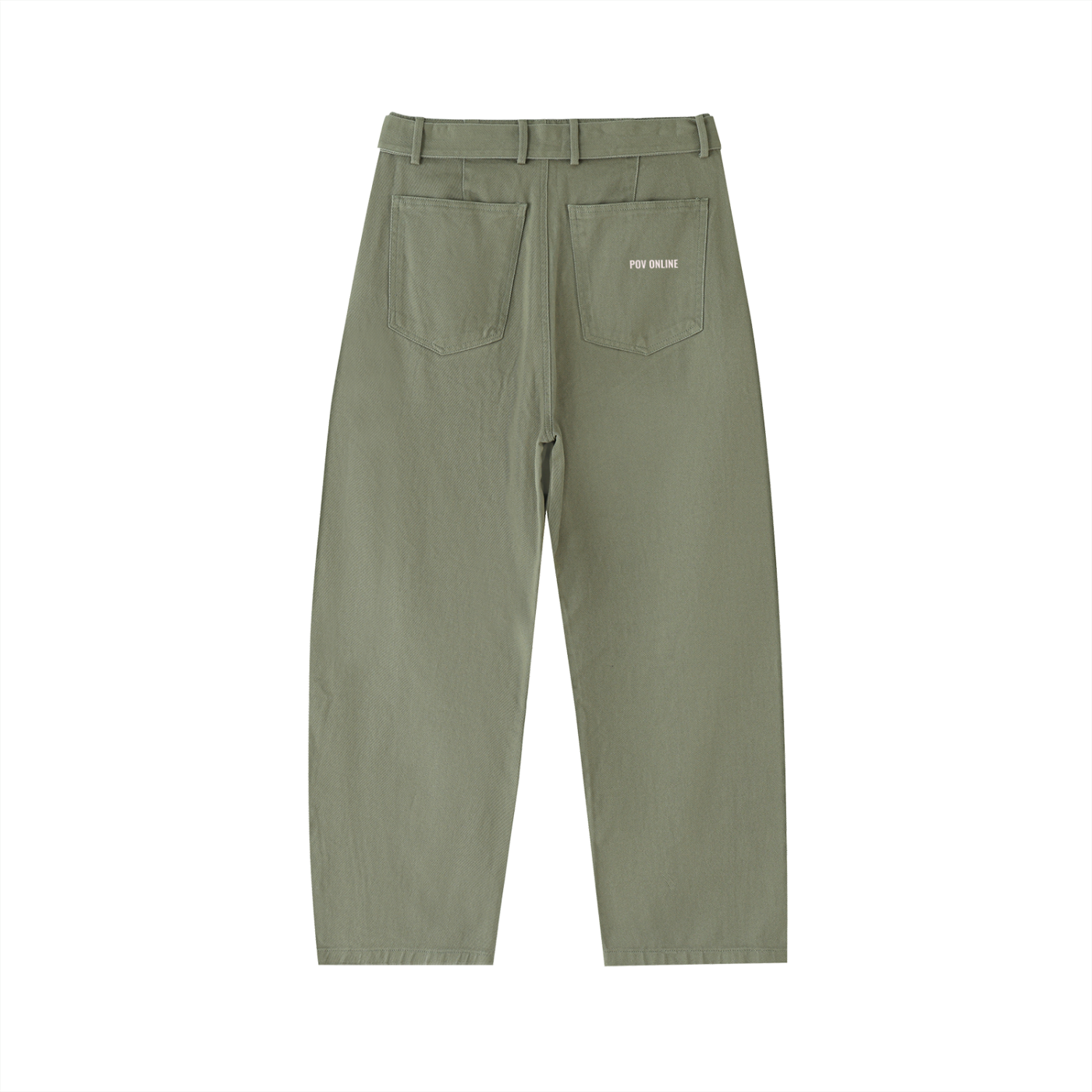 POV Twisted-Seam Belted Curved-Blade Pants