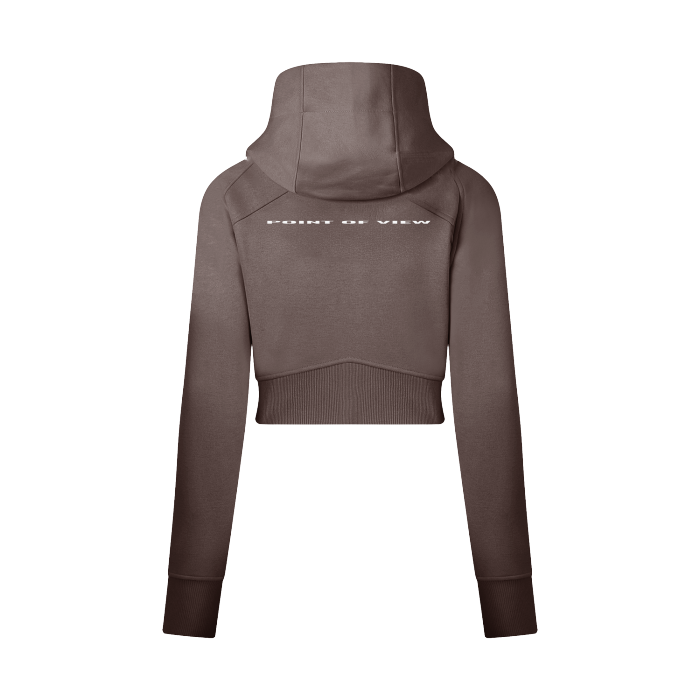 "POV" Cropped Zip-Through Hoodie