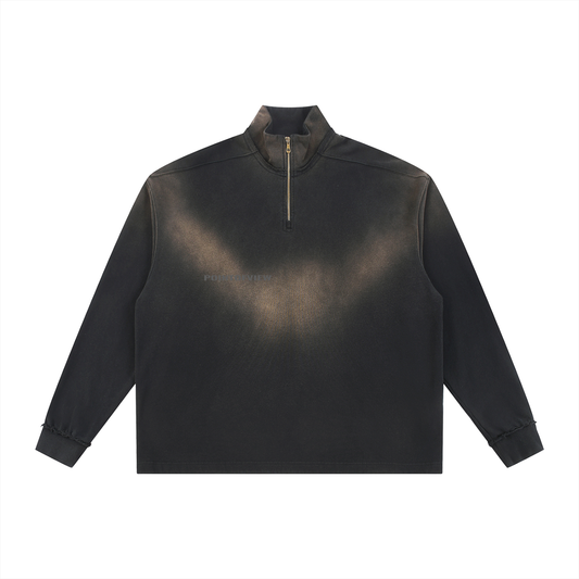 POV Sun Fade Raw Edge Quarter-Zip Sweatshirt