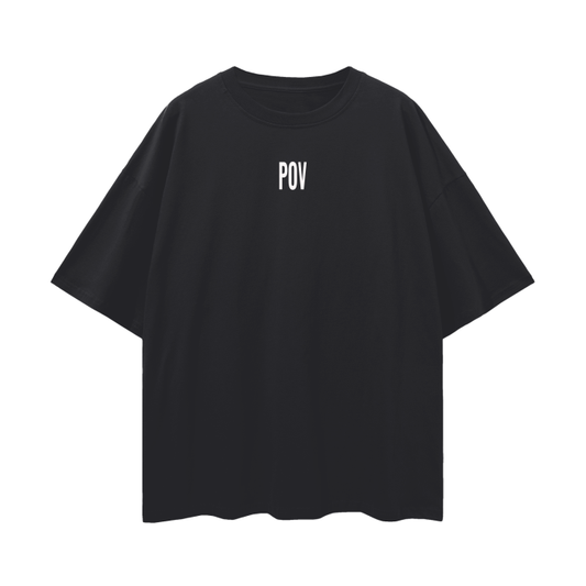 "POV" Center Logo Oversize Deep Drop Shirt