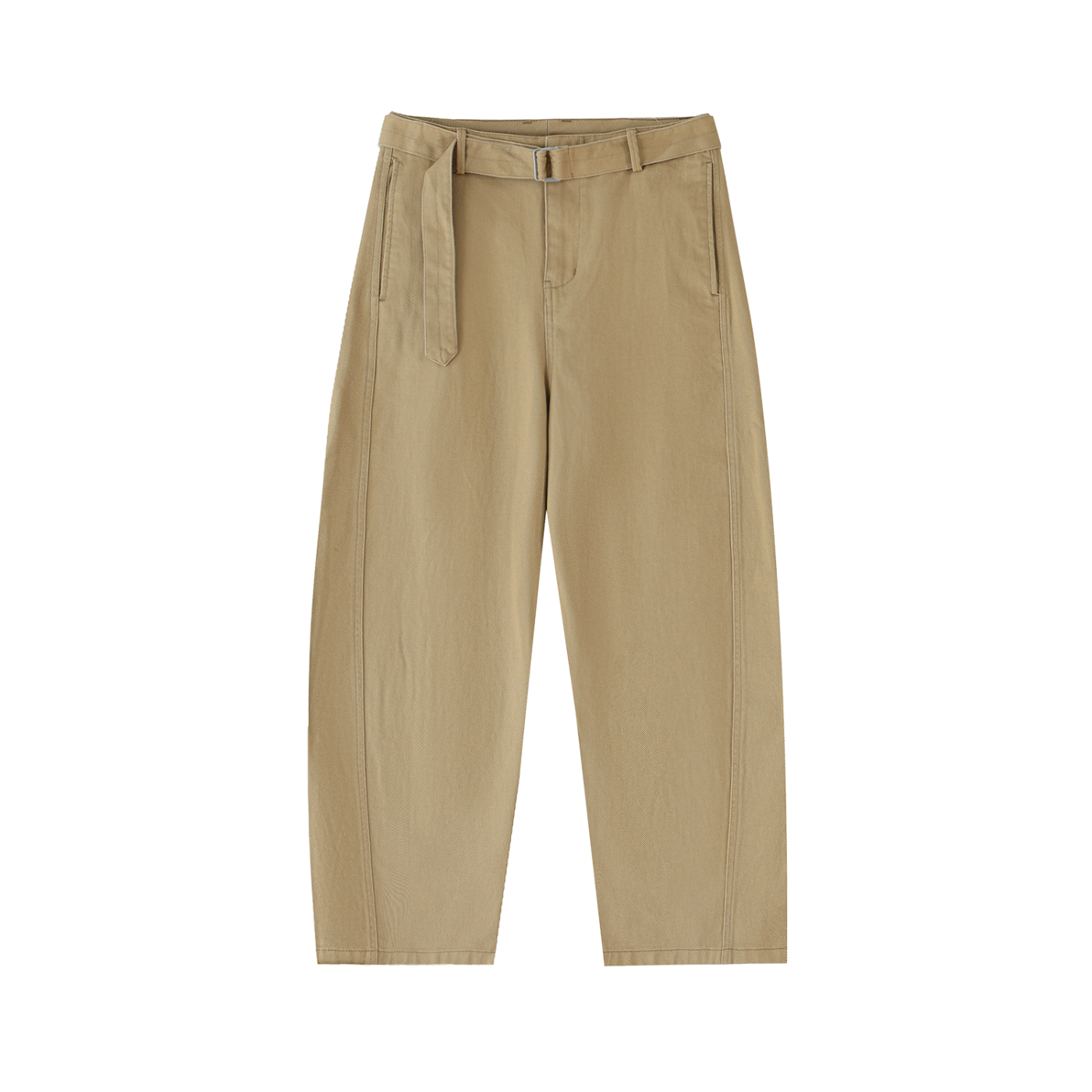 POV Twisted-Seam Belted Curved-Blade Pants