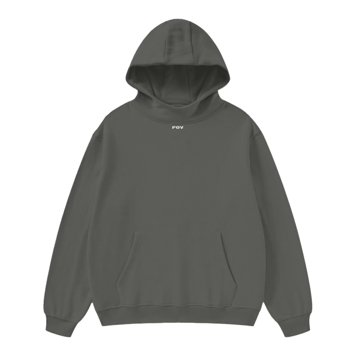 "POV" High Neck Fleece Heavy Hoodie