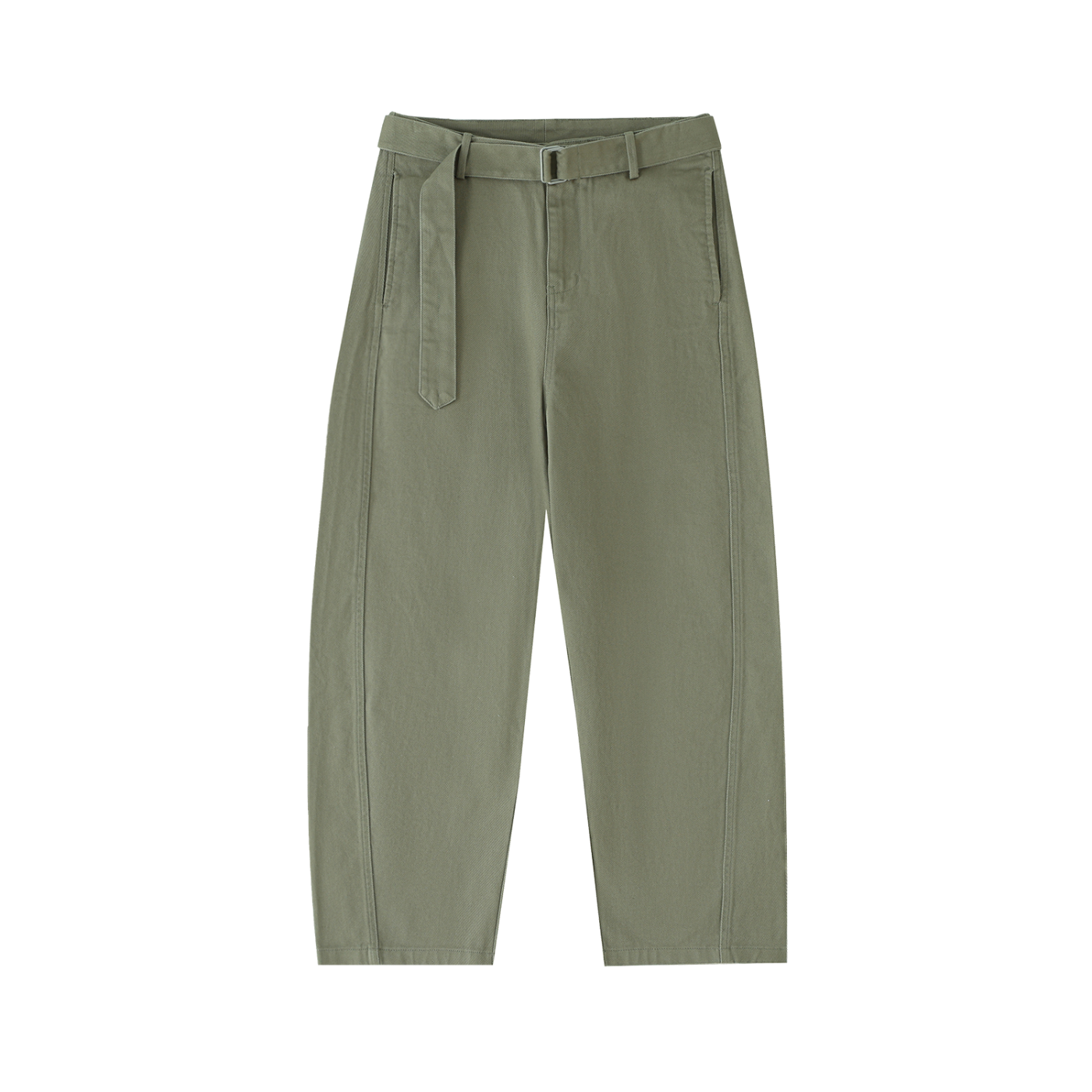 POV Twisted-Seam Belted Curved-Blade Pants