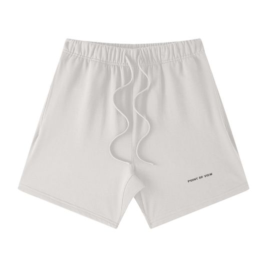 "POINT OF VIEW" Small Logo Loose Fit Cotton Shorts