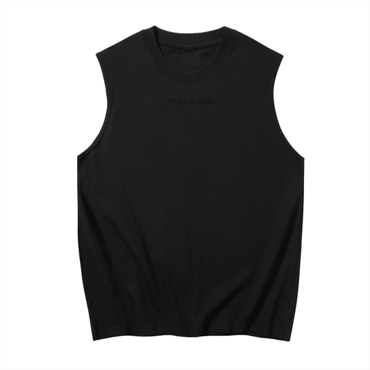 "POINT OF VIEW" Neck Logo Sleeveless Shirt