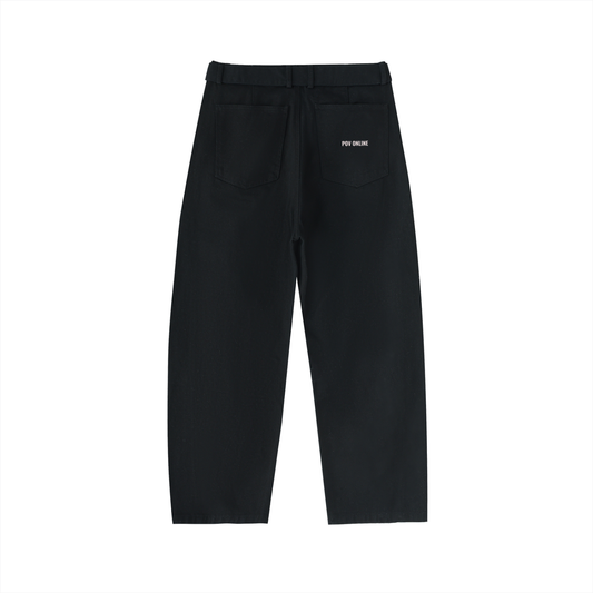 POV Twisted-Seam Belted Curved-Blade Pants
