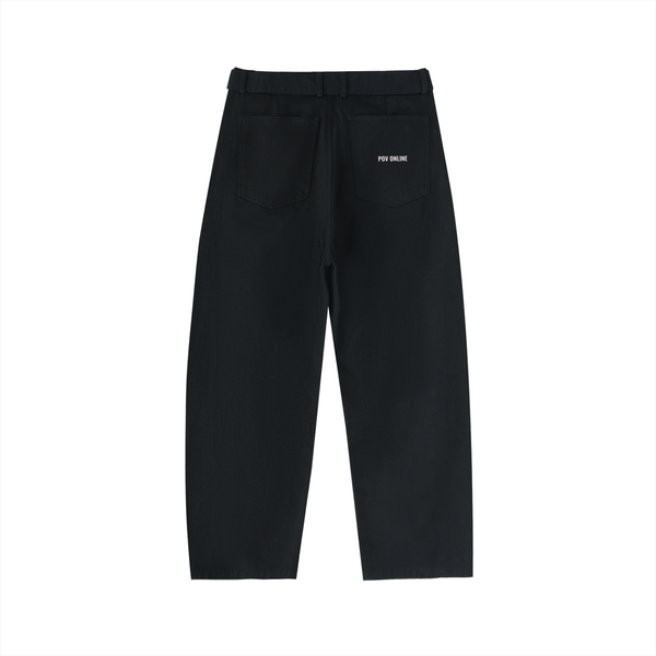 POV Twisted-Seam Belted Curved-Blade Pants