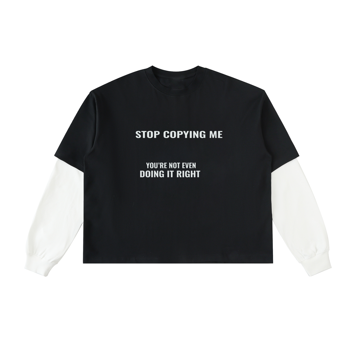 POV Layered Contrast Sleeve Cotton T-Shirt