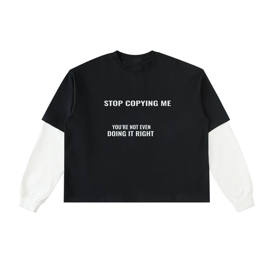 POV Layered Contrast Sleeve Cotton T-Shirt