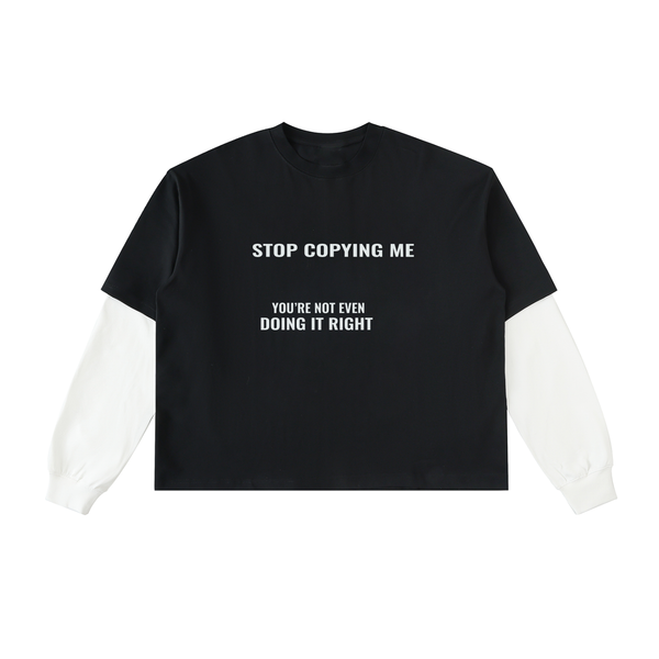 POV Layered Contrast Sleeve Cotton T-Shirt