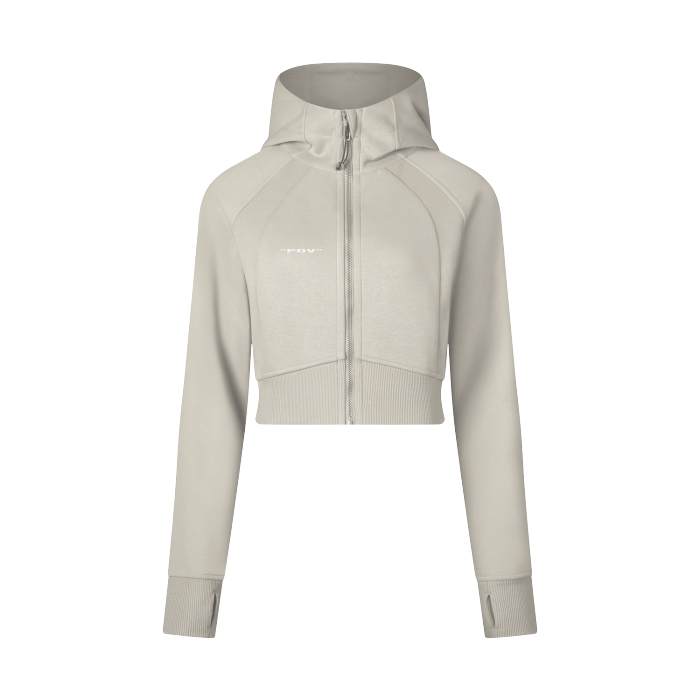 "POV" Cropped Zip-Through Hoodie
