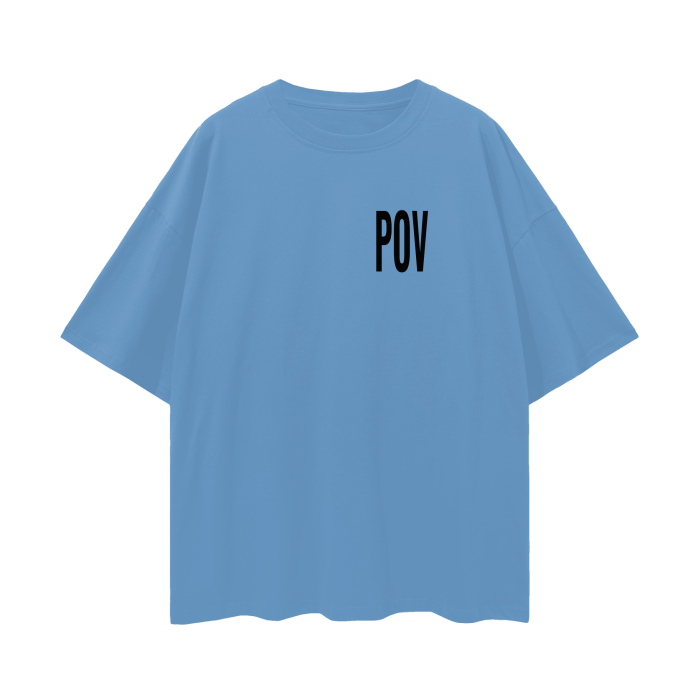 "POV" Chest Logo Oversize Deep Drop Shirt