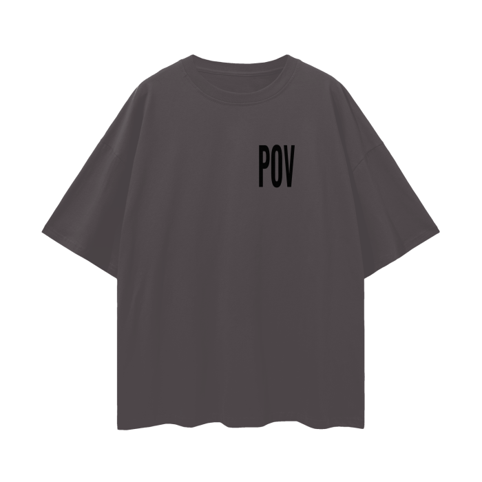 "POV" Chest Logo Oversize Deep Drop Shirt
