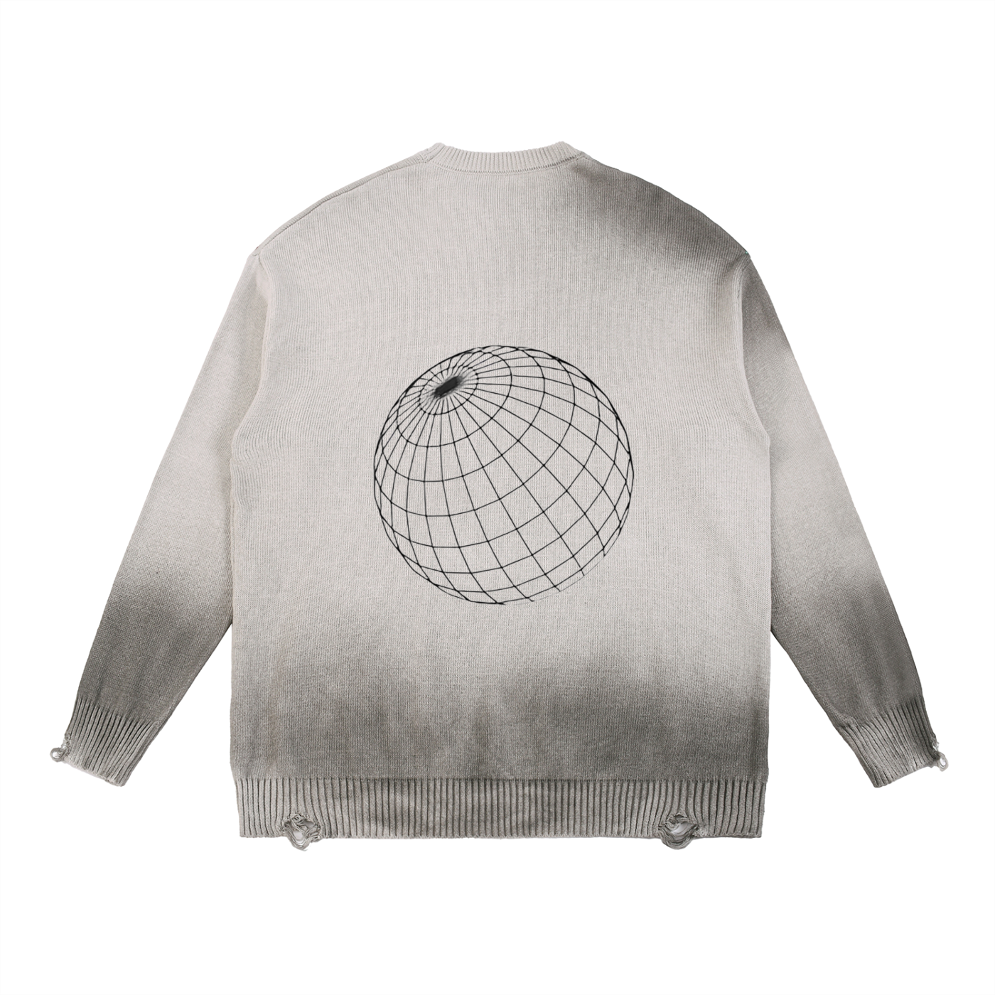 POV Fade Distressed Ripped Crewneck sweater