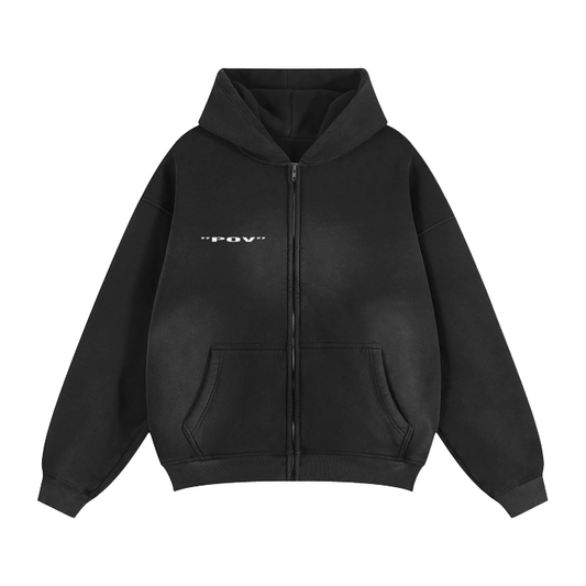 "POV" War Zip-Through Boxy Hoodie