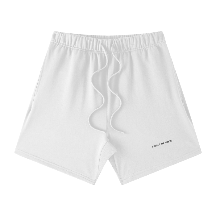 "POINT OF VIEW" Small Logo Loose Fit Cotton Shorts
