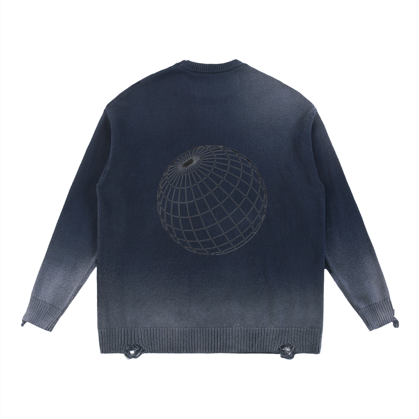 POV Fade Distressed Ripped Crewneck sweater